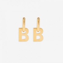 Balenciaga XL B Chain Earrings In Gold