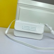Balenciaga Small Gossip Bag Crocodile Embossed Leather In White