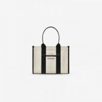 Balenciaga Small Hardware Tote Bag With Strap Canvas In White