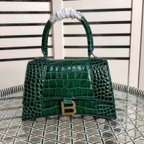 Balenciaga Small Hourglass Handbag Crocodile Embossed Leather In Green