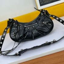 Balenciaga Small Le Cagole Shoulder Bag Embossed Leather In Black