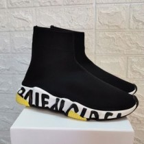 Balenciaga Speed Sneakers Graffiti Sole UniseX In BlackYellow