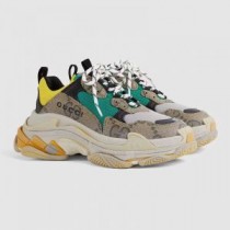 Balenciaga Triple S Sneakers GG Supreme Patchwork UniseX In BeigeGreen