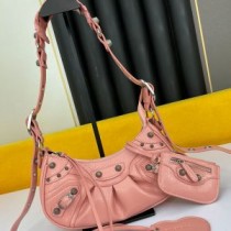 Balenciaga XS Le Cagole Shoulder Bag Embossed Leather In Pink