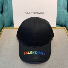 Balenciaga Logo Embroidered Cap Cotton In BlackRainbow