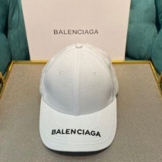 Balenciaga Logo Embroidered Cap Cotton In WhiteBlack