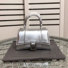 Balenciaga XS Hourglass Handbag Calfskin In Silver