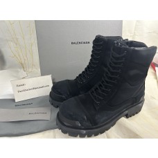 Balenciaga Strike Bootie Men Ankle Boots Canvas Black