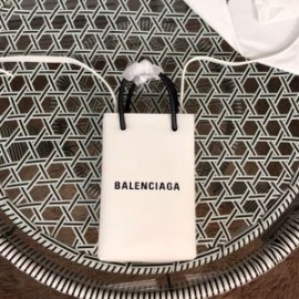 Balenciaga Shopping Phone Holder Calfskin In White