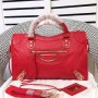 Balenciaga Medium Classic City Shoulder Bag Metallic Edge Goatskin In Red